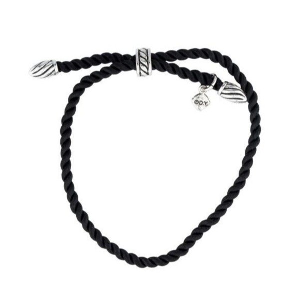 David Yurman Black Silk And Sterling Silver Twist Bracelet - Picture 2 of 3